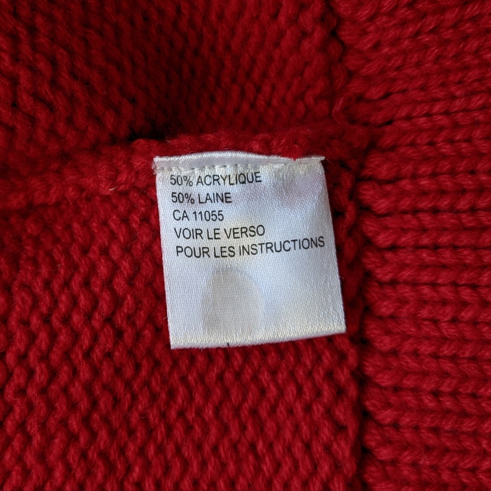 Anthropologie One Girl Who Red Wool Knit Sweater Moto Jacket | Size S - Picture 9 of 15